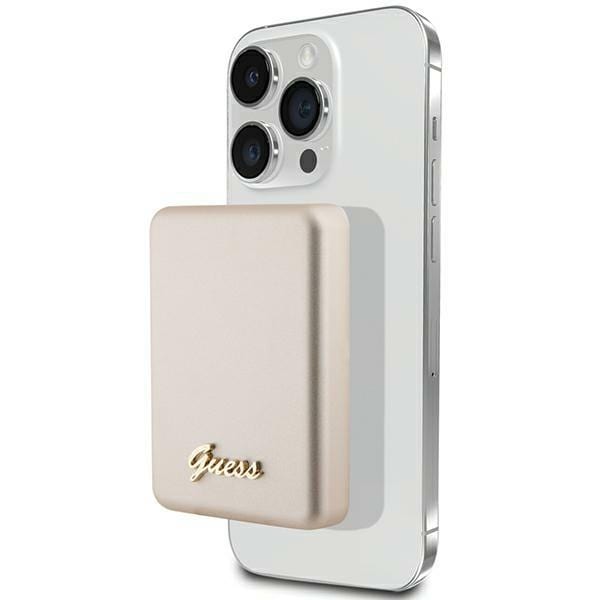 Guess MagSafe MagSafe Metal Script Logo induksjon powerbank 15W 5000mAh - gull