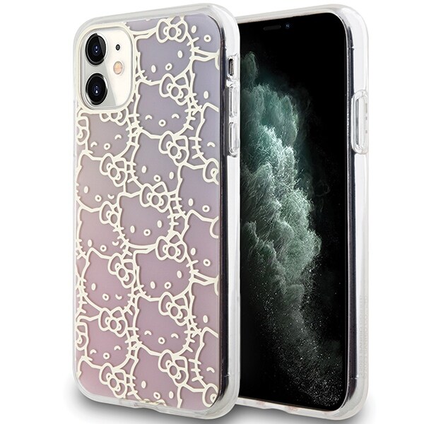 Hello Kitty IML Gradient Electrop Crowded Kitty Head Case for iPhone 11 / Xr - Rosa