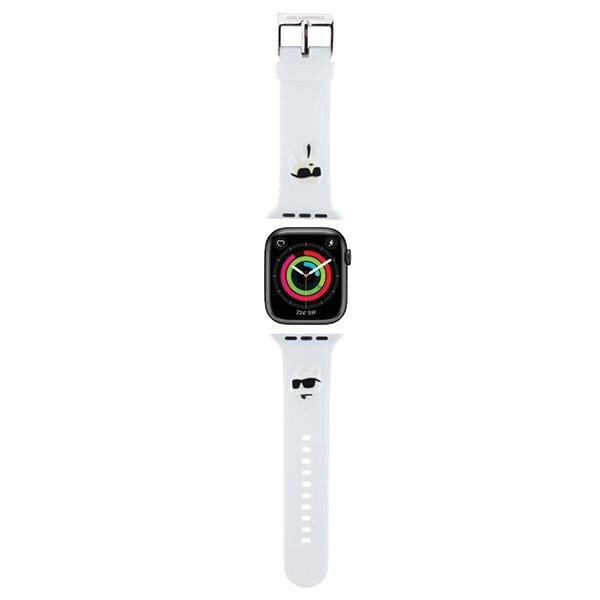 Karl Lagerfeld 3D gummi Karl&Choupette Heads reim for Apple Watch 38/40/41mm - hvit