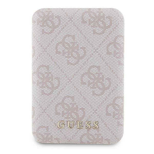 Guess Powerbank induktiv 15W GUPB5FP4EMGP 5000mAh rosa/rosa 4G lær metallogo MagSafe