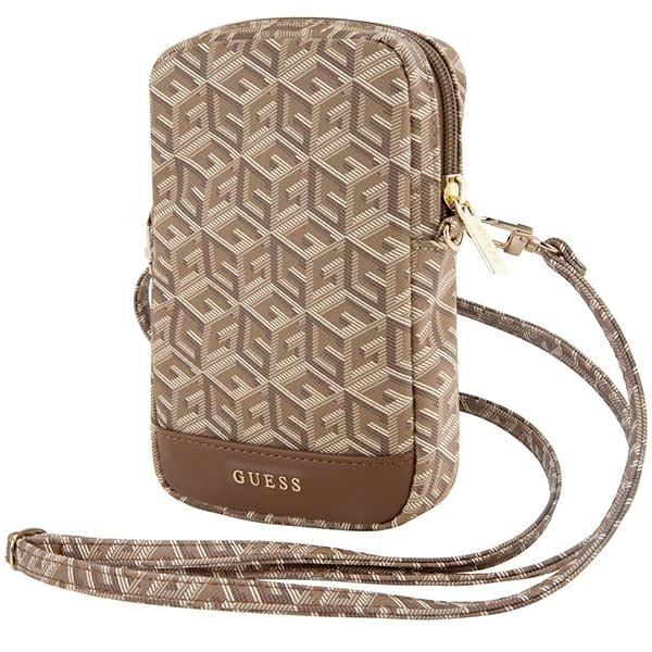 Guess Zip GCube Bottom Stripe telefonveske - brun
