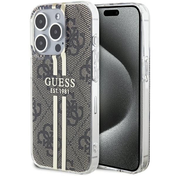 Guess IML 4G Gold Stripe-etui for iPhone 15 Pro - brun
