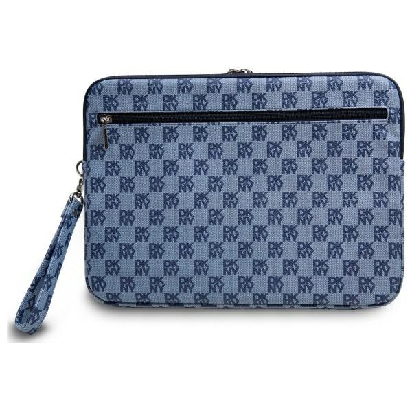DKNY Sleeve 14" veske for bærbar PC med rutete mønster og trykte striper - blå
