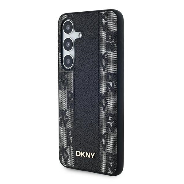 DKNY MagSafe-etui i skinn med rutete ensfarget mønster for Samsung Galaxy S24 - svart