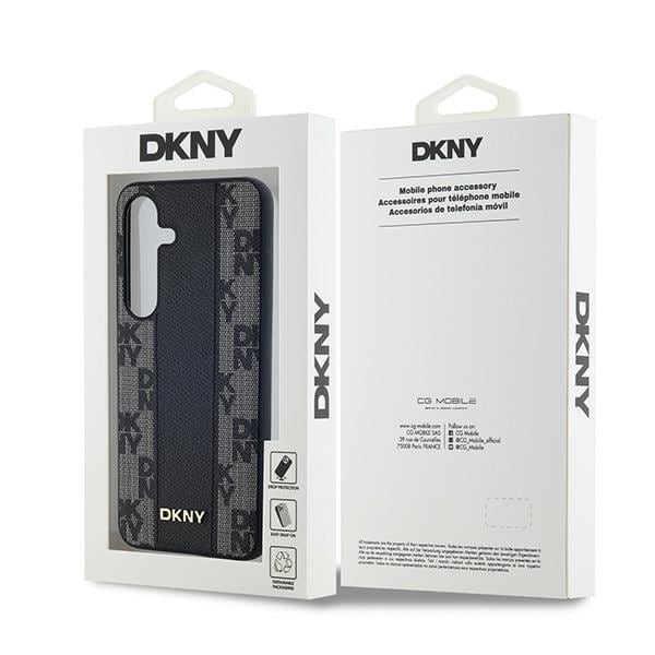DKNY MagSafe-etui i skinn med rutete ensfarget mønster for Samsung Galaxy S24 - svart