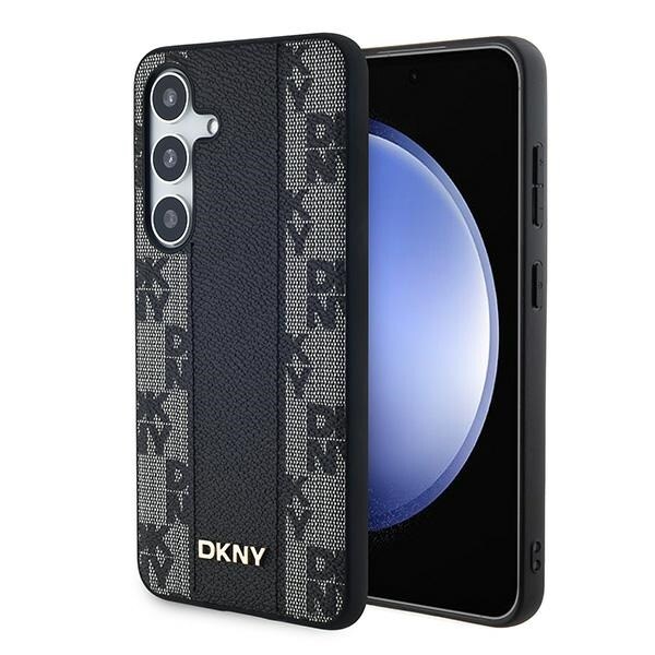 DKNY MagSafe-etui i skinn med rutete ensfarget mønster for Samsung Galaxy S24+ - svart