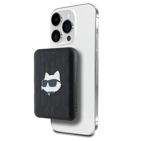 Karl Lagerfeld Powerbank induktiv KLPB5FPGKSCHHK 16W 5000mAh svart/svart Choupette Head Pin MagSafe
