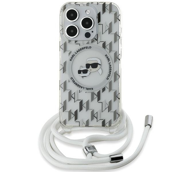 Karl Lagerfeld IML Crossbody Monogram Karl & Choupette MagSafe Case for iPhone 15 Pro - Transparent
