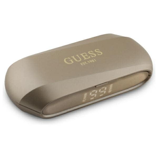 Guess Avlange Bluetooth TWS-hodetelefoner med metalltrykk og logo + dokkingstasjon - gull