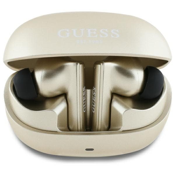 Guess Bluetooth-hodetelefoner GUTWST88MCTGD TWS + dokkingstasjon gull/gull Capsule Trykt logo