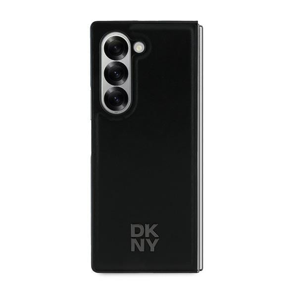 DKNY Magsafe Plain Leather Metal Stack Logo Case for Samsung Galaxy Z Fold 6 - Svart