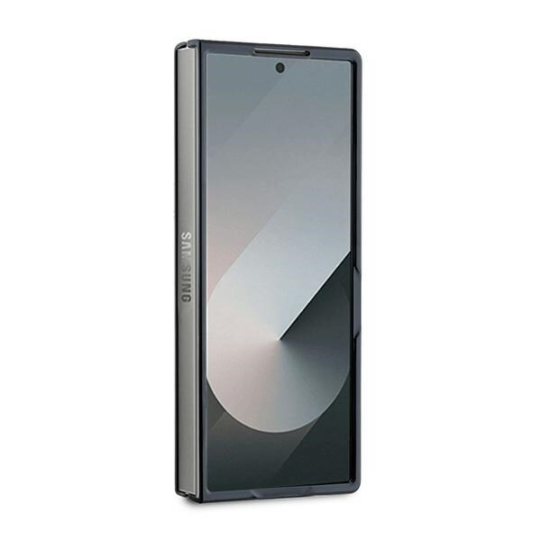 DKNY Magsafe Plain Leather Metal Stack Logo Case for Samsung Galaxy Z Fold 6 - Svart
