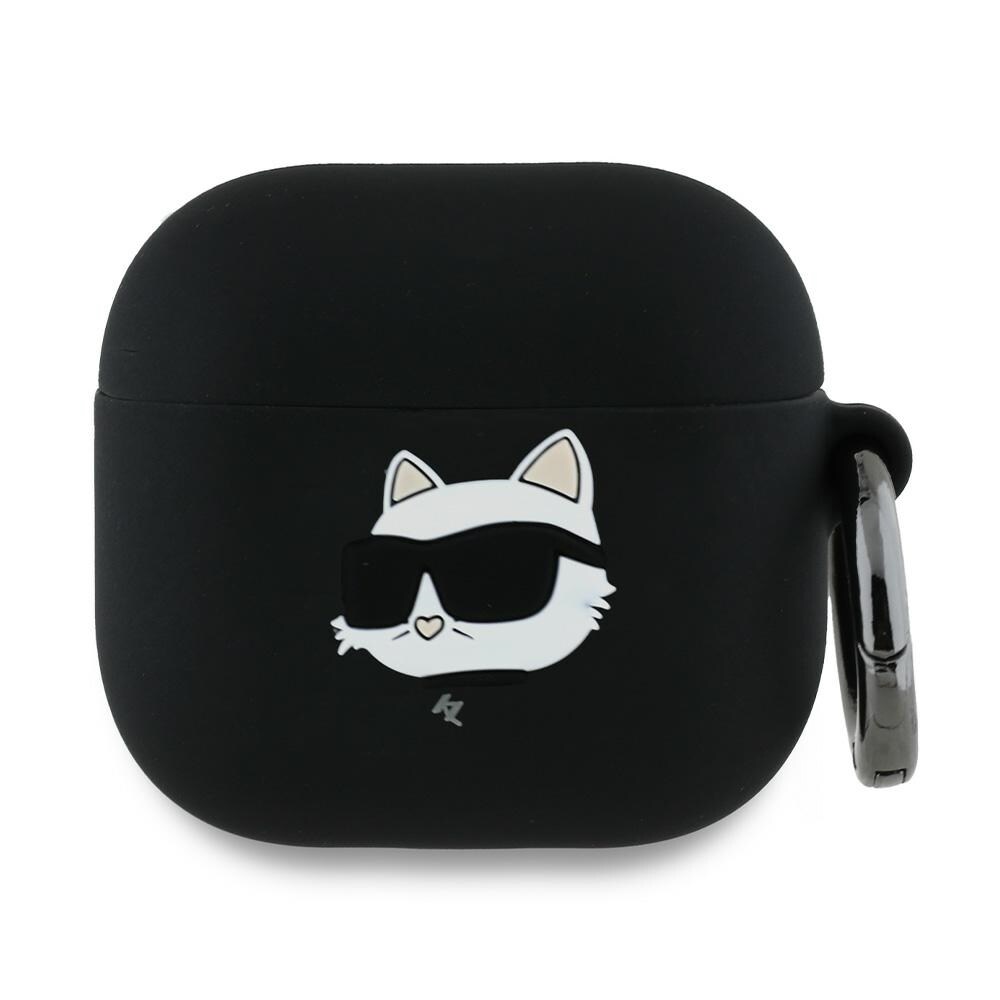 Karl Lagerfeld Choupette Head 3D-etui i silikon for AirPods 4 - Svart