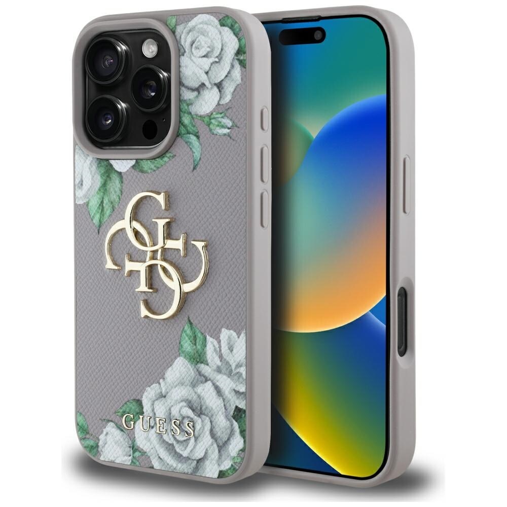 Guess Grained Roses Big 4G Logo iPhone 16 Pro Max-etui - Lilla