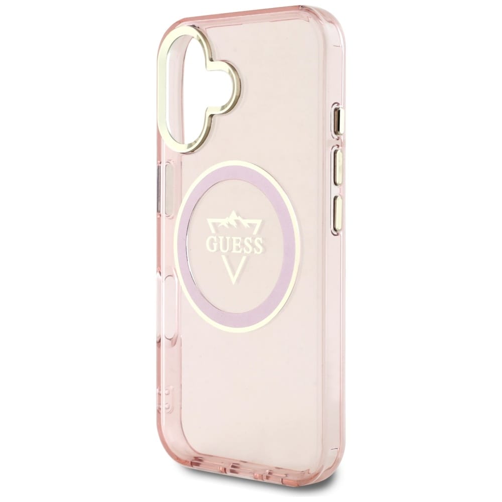 Guess IML Metal Mountain Logo MagSafe iPhone 16 vesker - rosa