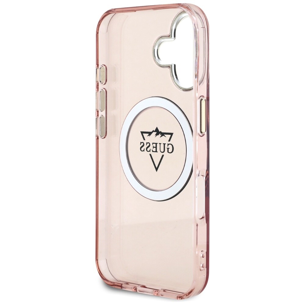 Guess IML Metal Mountain Logo MagSafe iPhone 16 vesker - rosa