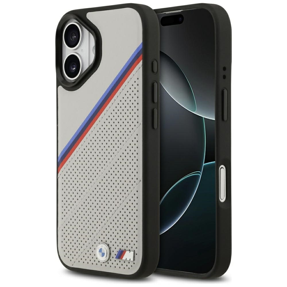 BMW M Tricolor MagSafe-etui med metallogo for iPhone 17 - Grå