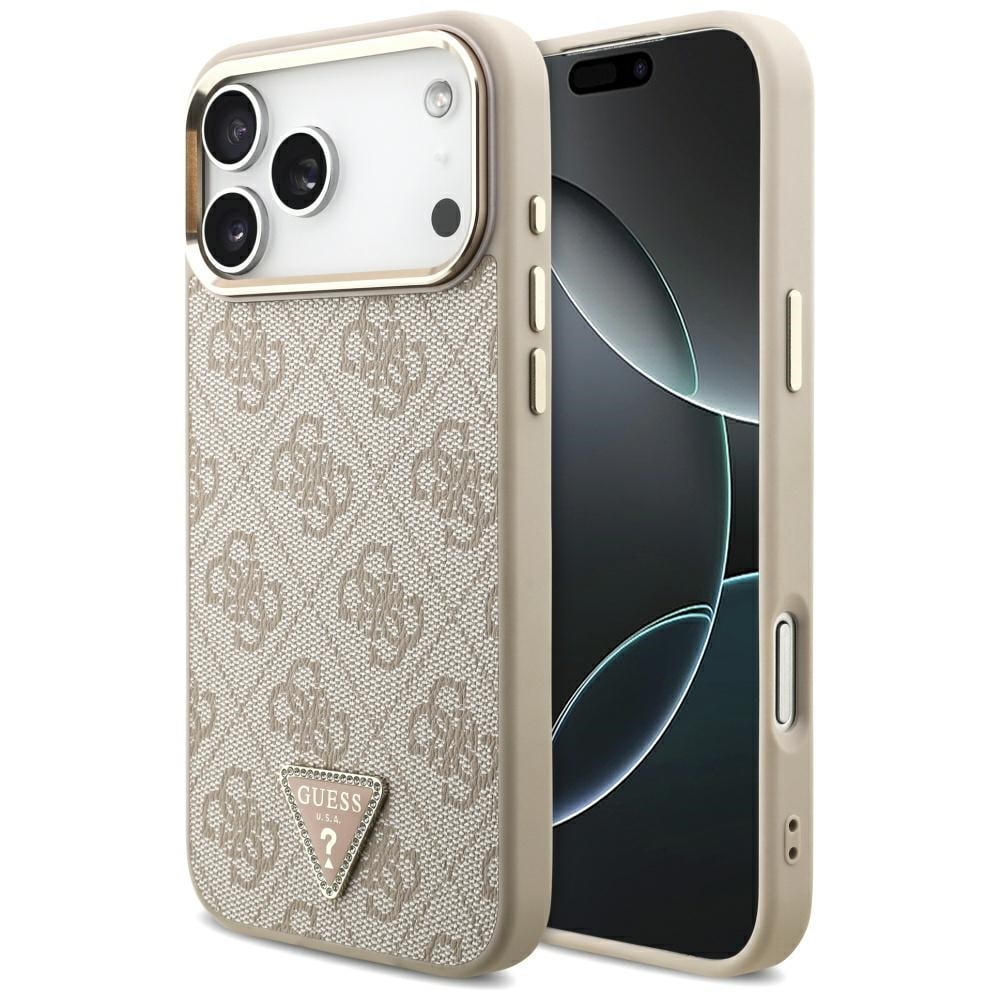 Guess 4G MagSafe-etui med trekantlogo for iPhone 17 Pro Max - rosa gull