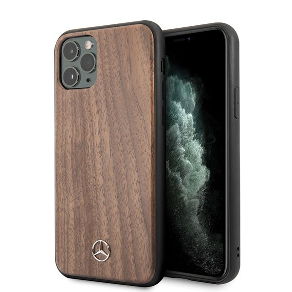 Mercedes Wood Line valnøttveske for iPhone 11 Pro Max - brun