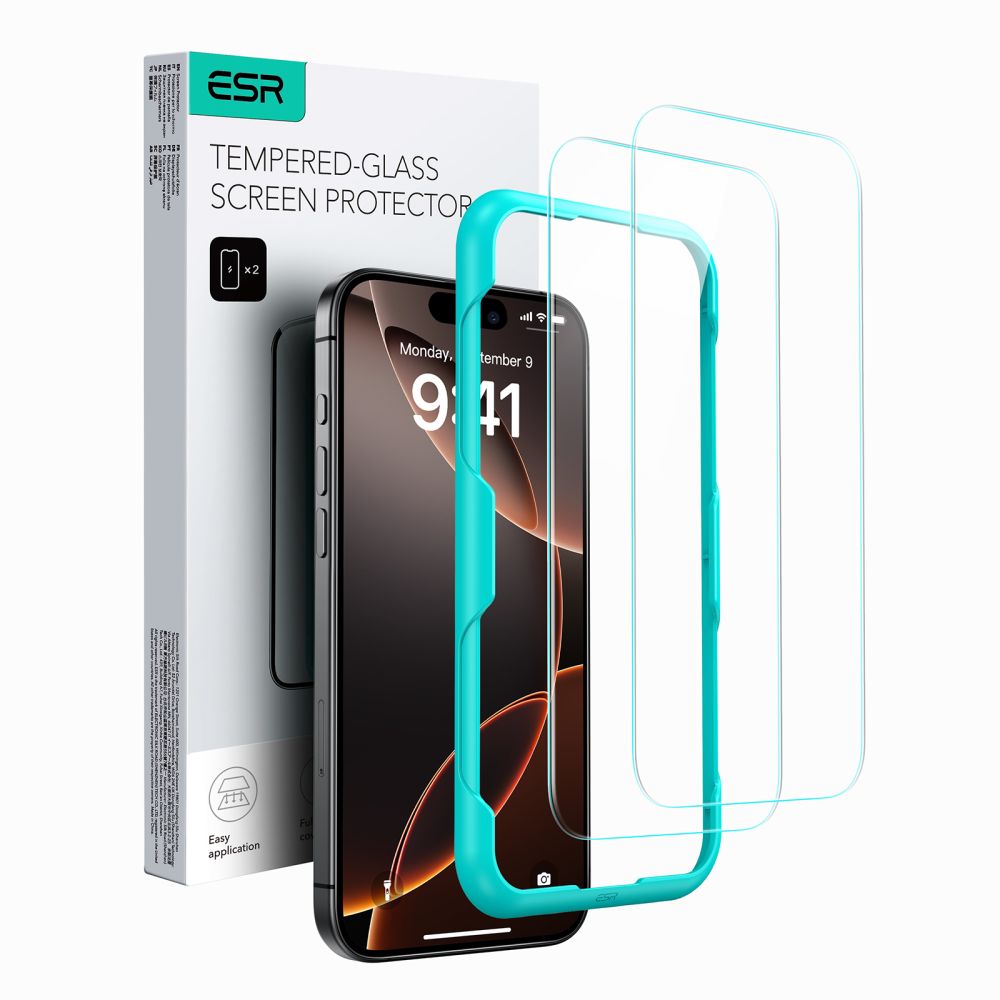 ESR herdet glass 2-PACK for iPhone 16 - gjennomsiktig