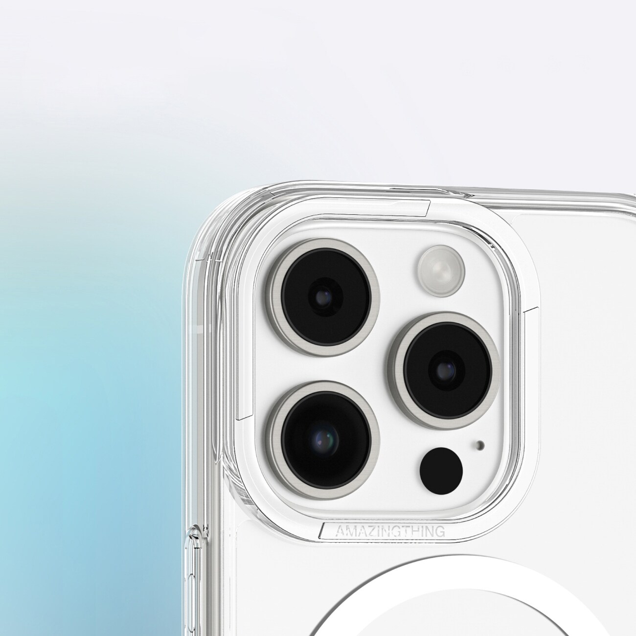 AmazingThing Minimal Mag-etui med magnetisk ring for iPhone 16 Pro - gjennomsiktig