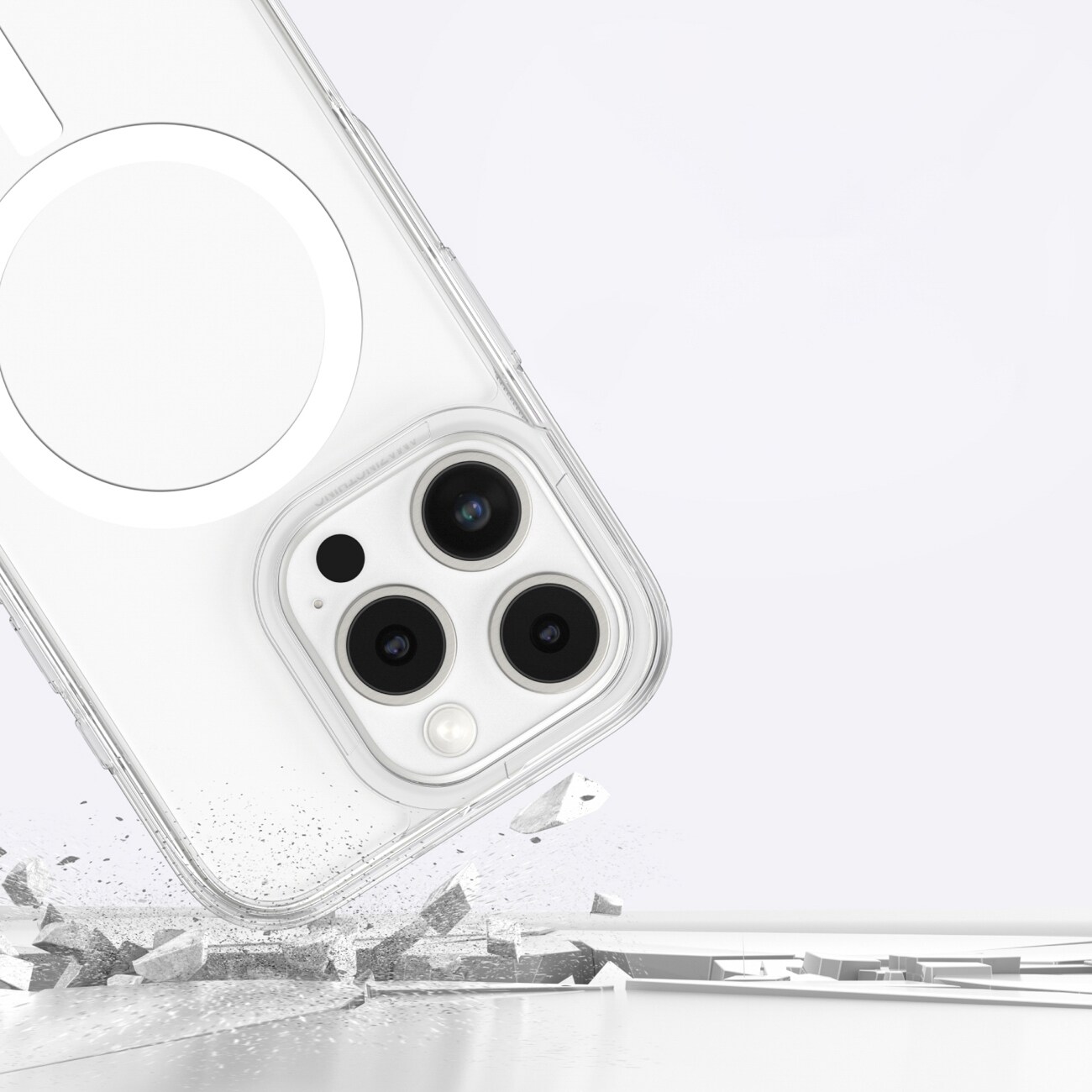 AmazingThing Minimal Mag-etui med magnetisk ring for iPhone 16 Pro - gjennomsiktig