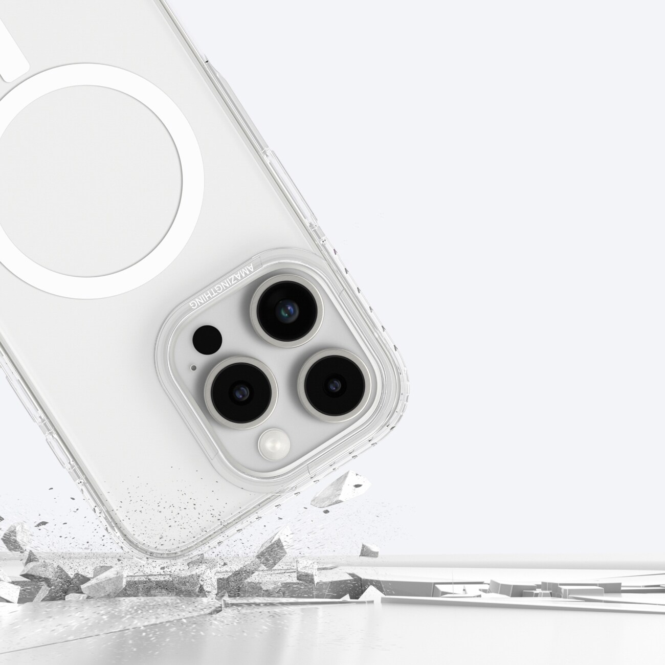 AmazingThing Titan Pro Mag-etui med magnetisk ring for iPhone 16 Pro - gjennomsiktig
