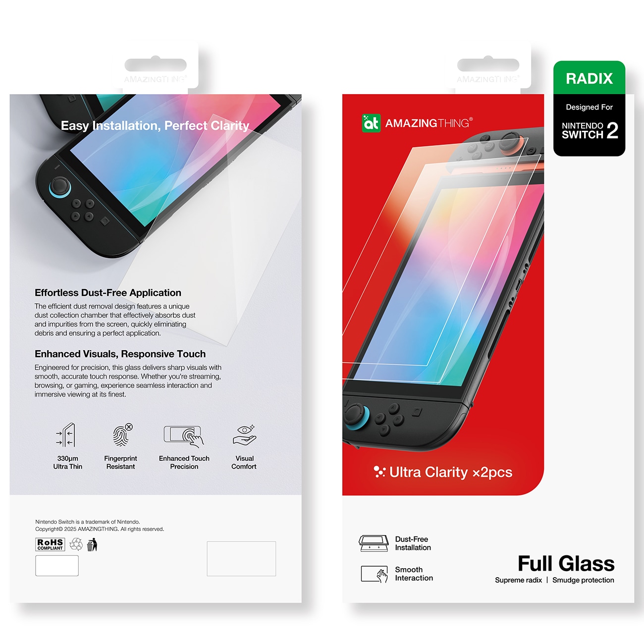 AmazingThing Radix Full Glass herdet glass for Nintendo Switch 2 (2 stk.)
