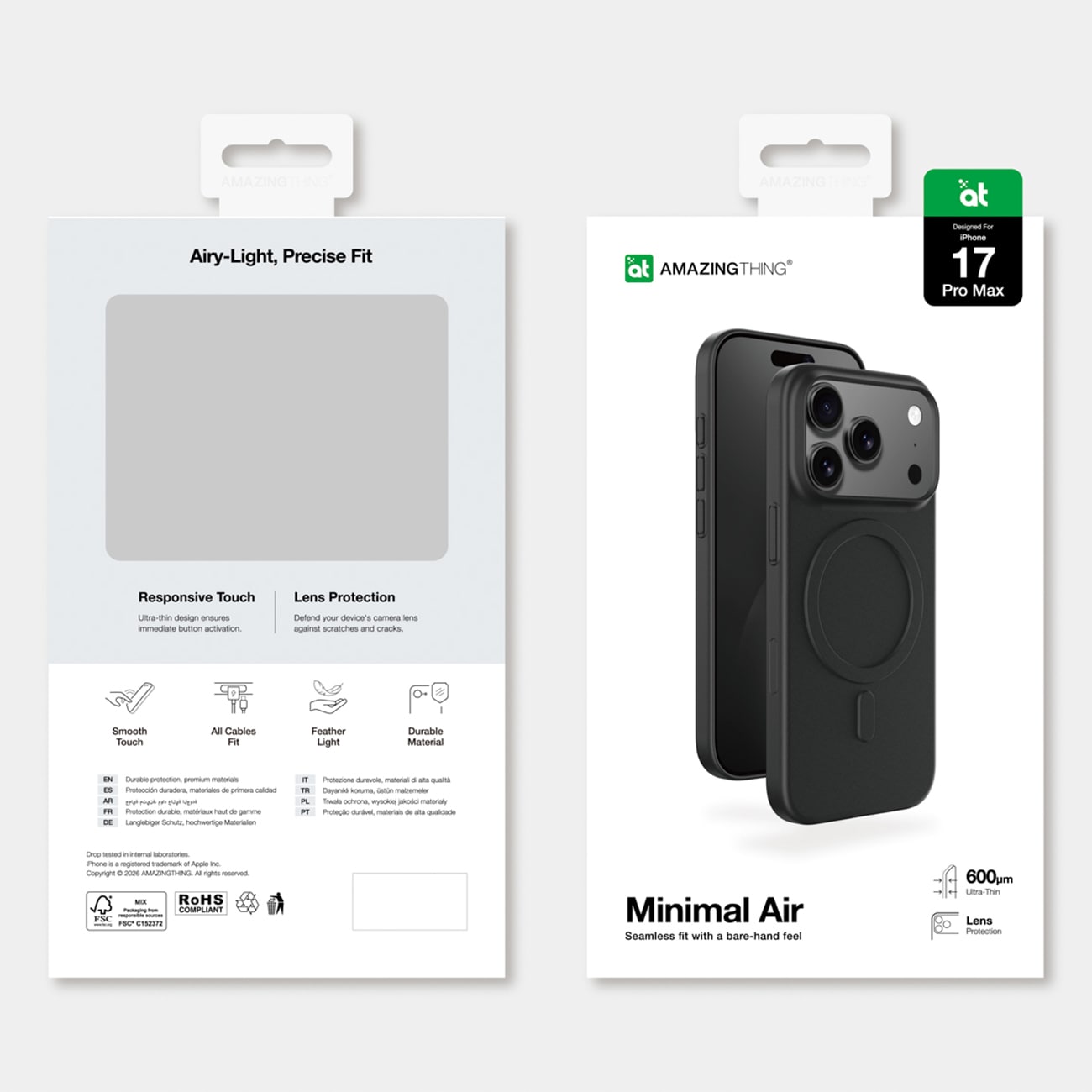 AmazingThing Minimal Air Case for iPhone 17 Pro Max Kompatibel med MagSafe - Svart