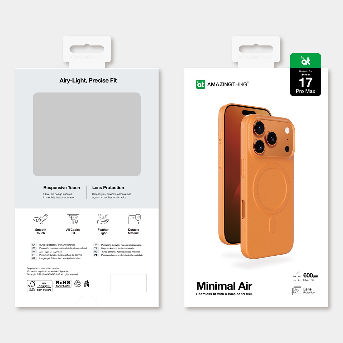 AmazingThing Minimal Air Case for iPhone 17 Pro Max kompatibel med MagSafe - oransje