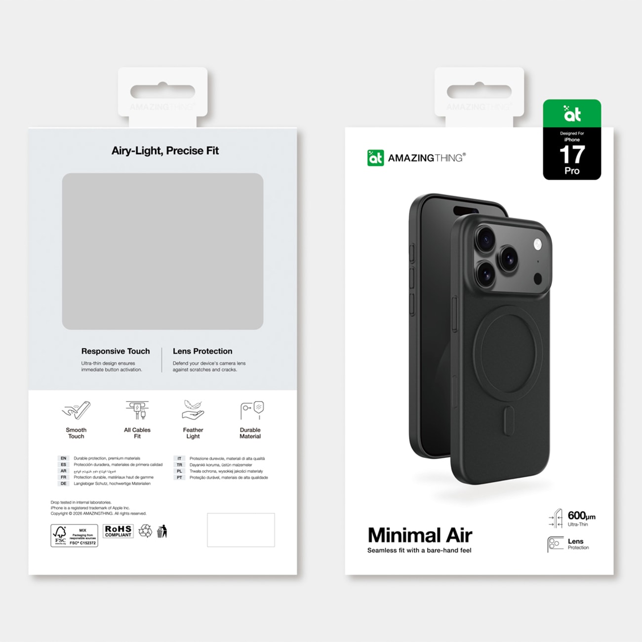 AmazingThing Minimal Air Case for iPhone 17 Pro Kompatibel med MagSafe - Svart