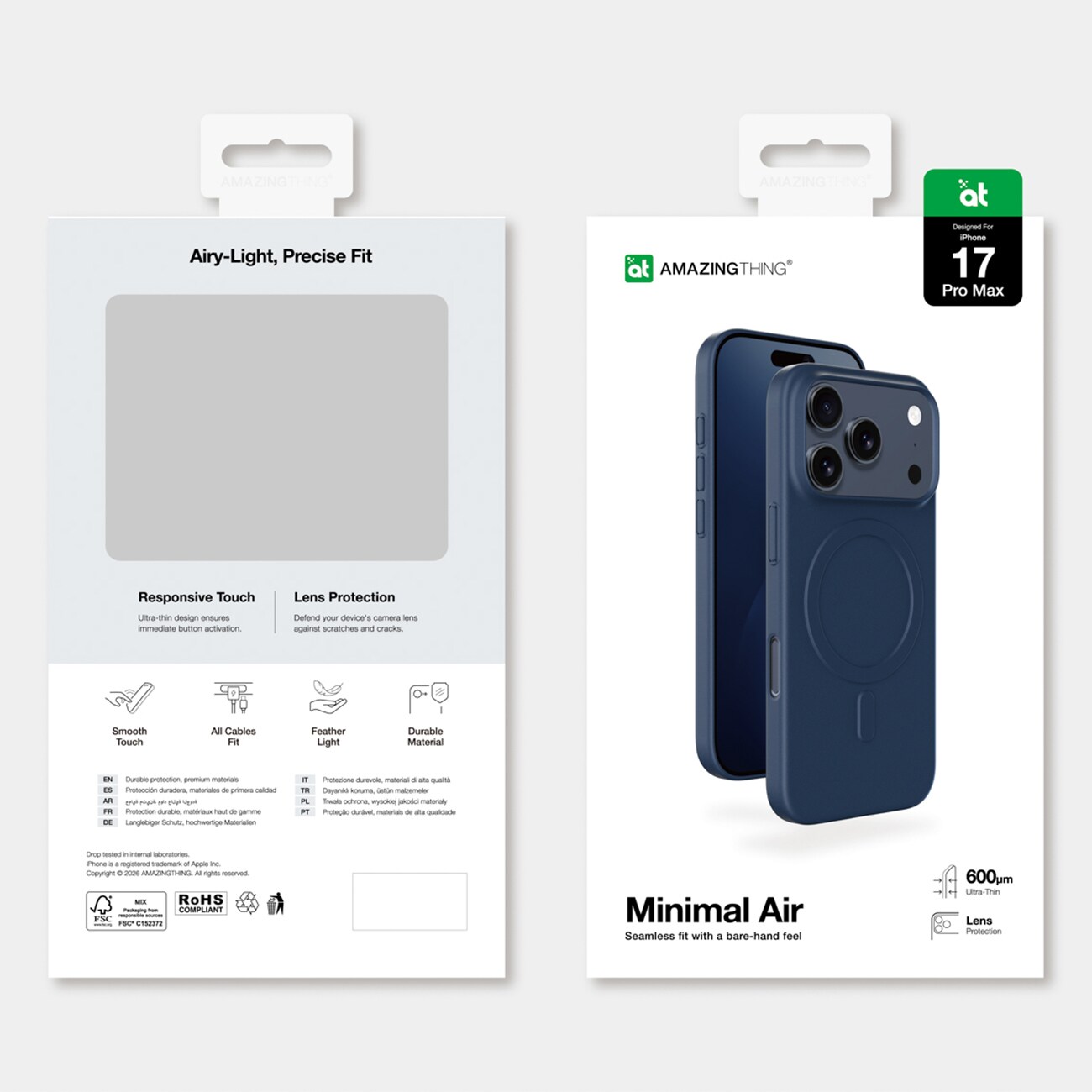 AmazingThing Minimal Air Case for iPhone 17 Pro Max Kompatibel med MagSafe - Blå
