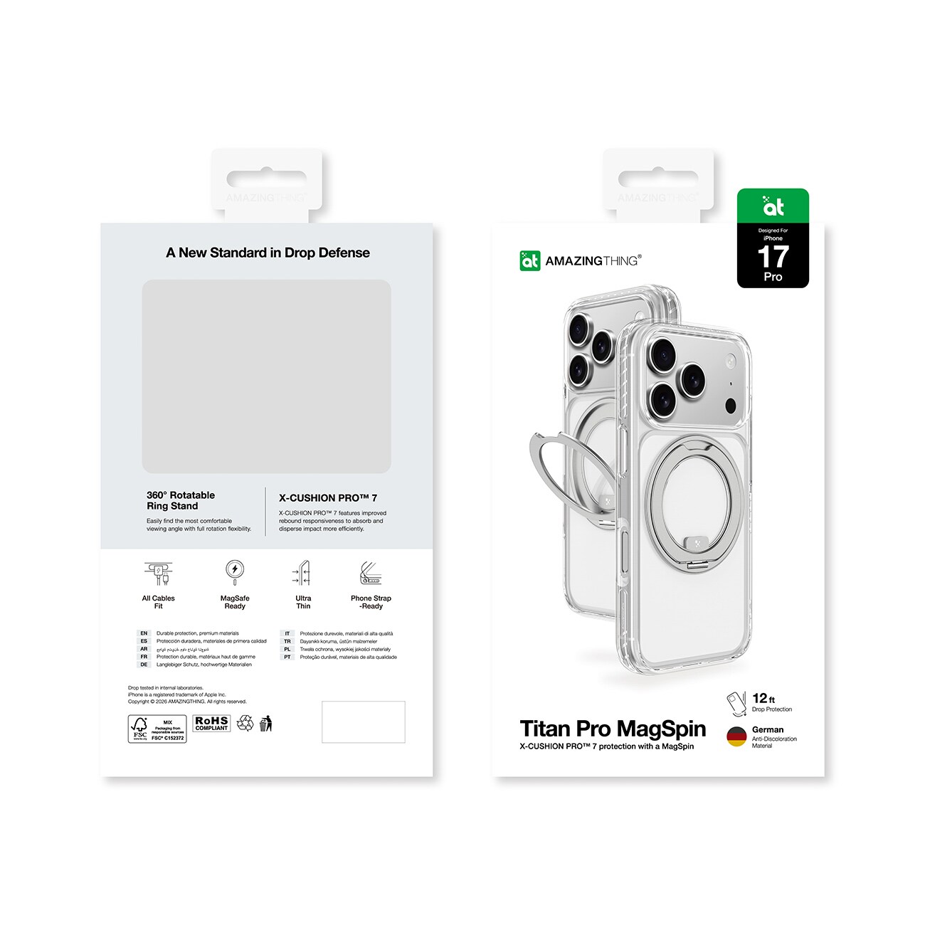 AmazingThing Titan Pro MagSpin-etui for iPhone 17 Pro kompatibel med MagSafe - grå