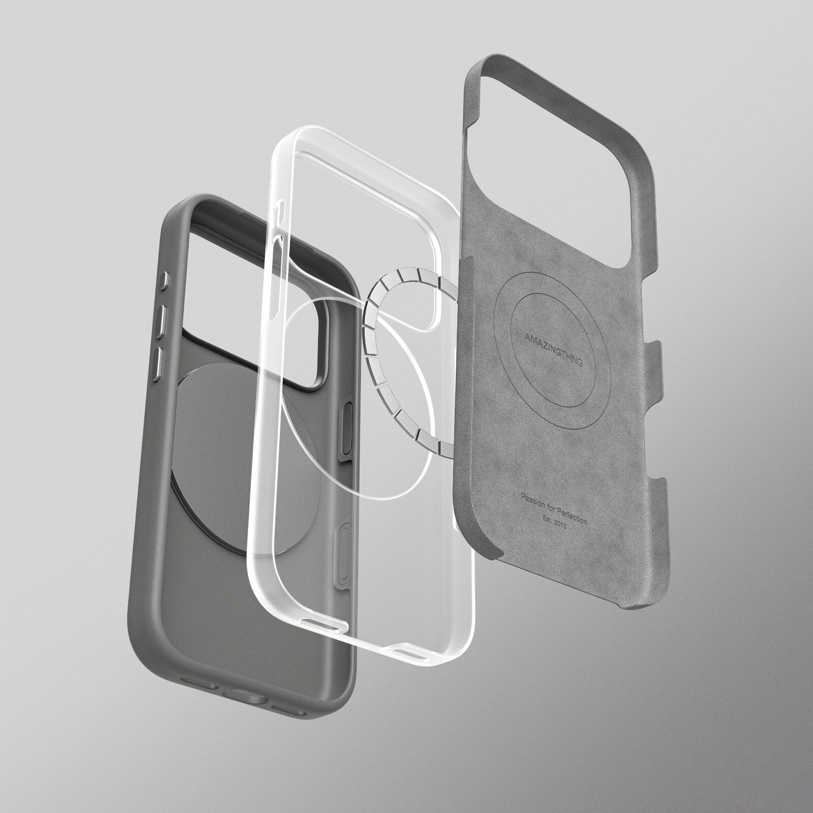AmazingThing Cloudie iPhone 17 Pro-etui med stativ - grå