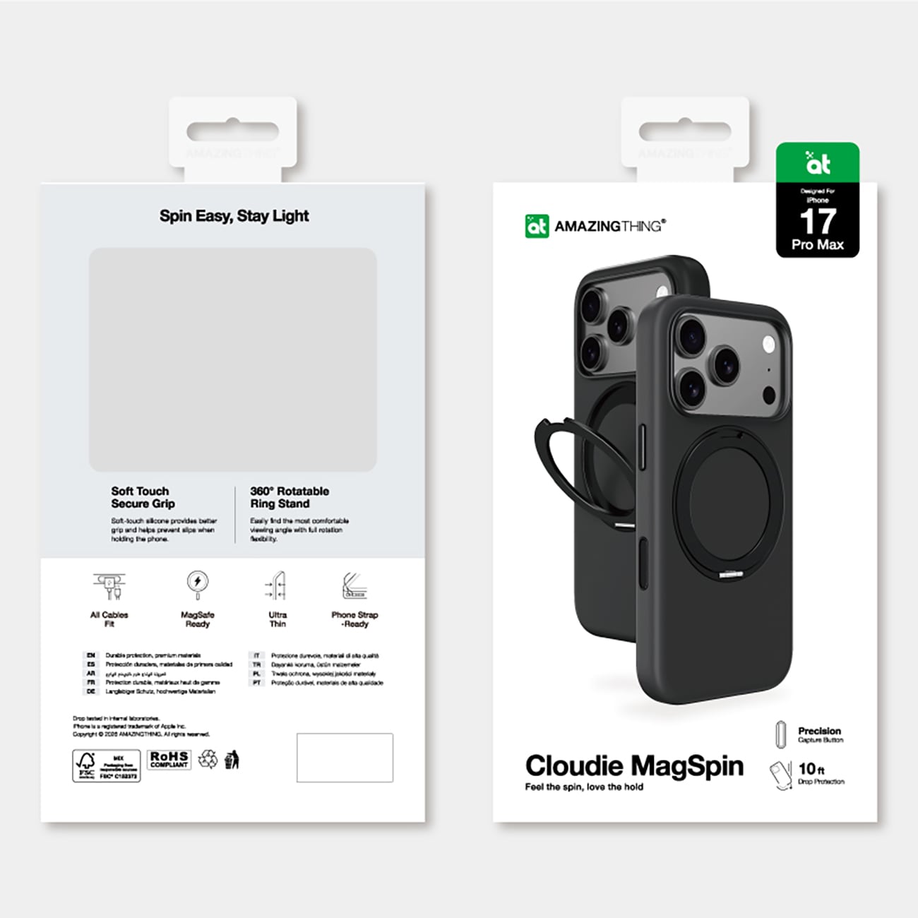 AmazingThing Cloudie iPhone 17 Pro Max-etui med stativ - svart