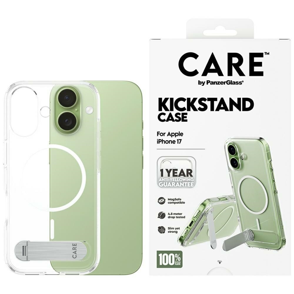 CARE by PanzerGlass Funksjonsveske med kickstand MagSafe for iPhone 17 - gjennomsiktig