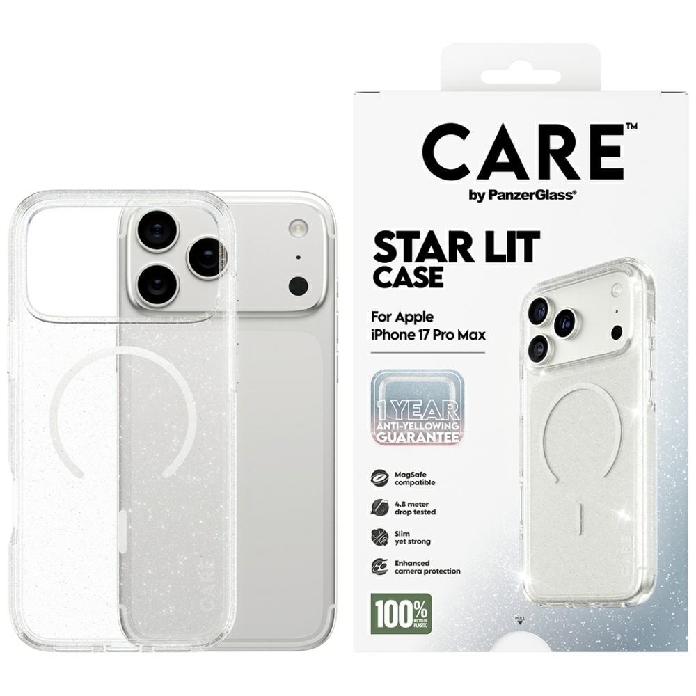 CARE by PanzerGlass Urban Explorer-etui med hvit MagSafe for iPhone 17 Pro Max - Klar glitter