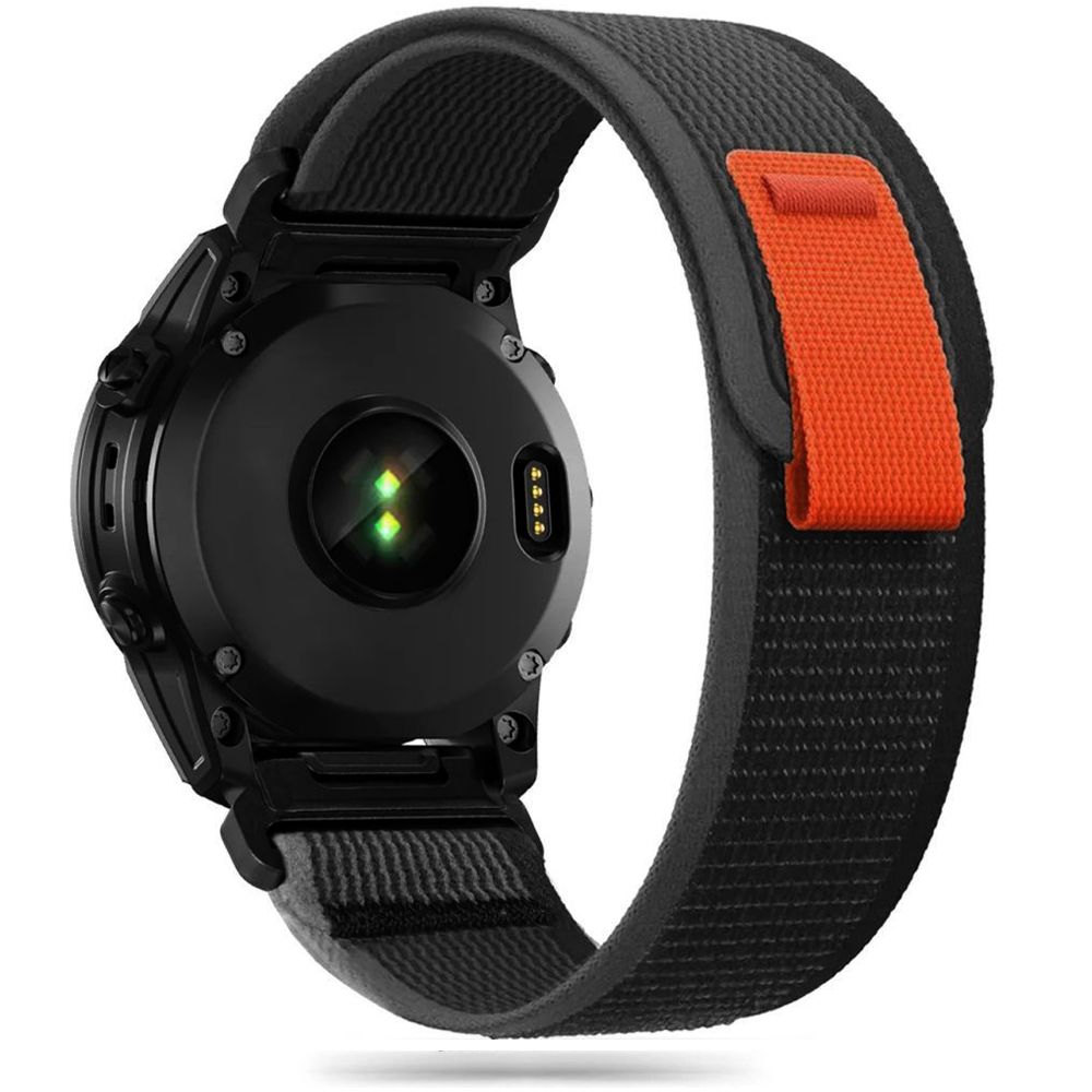 Tech-Protect nylonrem til Garmin Fenix 5 / 6 / 6 Pro / 7 - svart/oransje