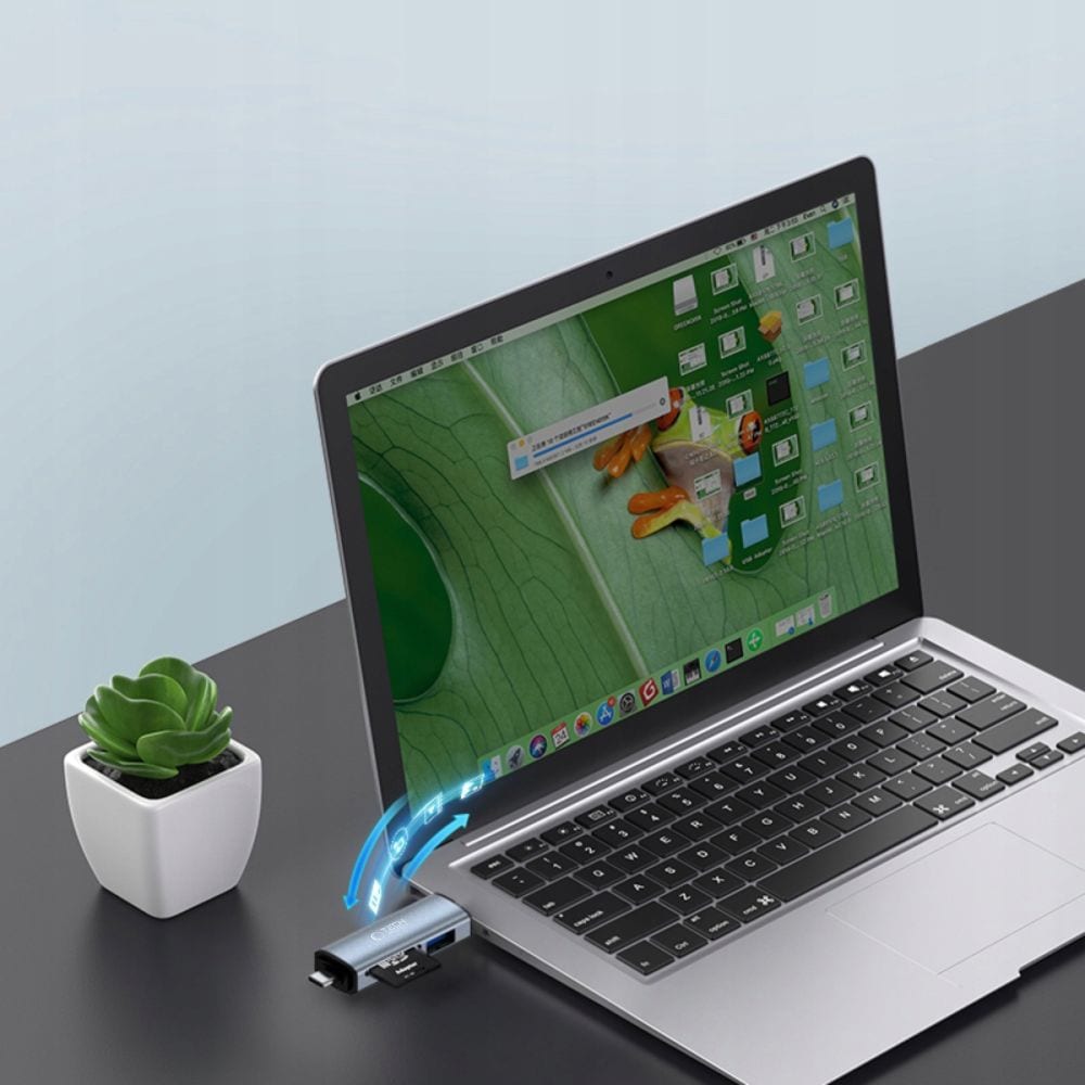 Tech-Protect Ultraboost SD/microSD-kortleser - USB-C og USB-A 3.0, opptil 5 Gb/s