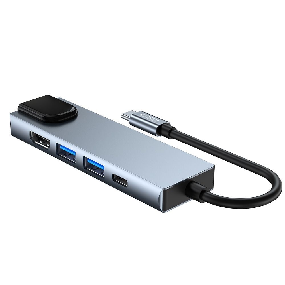 HUB Tech-Protect V3 5in1 USB-C - USB-A 3.0 / USB-A 2.0 / USB-C / HDMI / RJ45 - grå