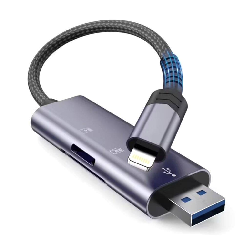 Tech-Protect UltraBoost SD/micro SD-kortleser med Lightning/USB-A-kontakt - grå