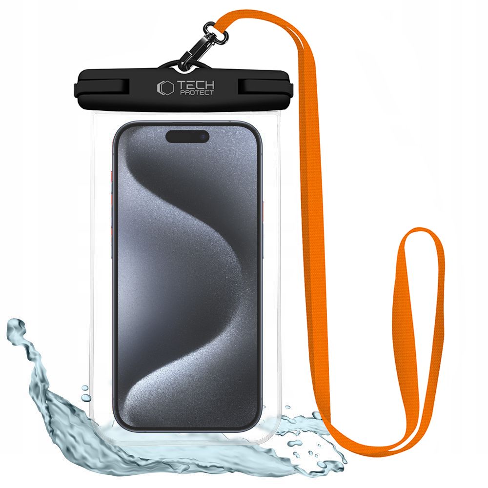 Tech-Protect Waterproof Case UWC7 vanntett for enheter opp til 6,9" - svart og oransje