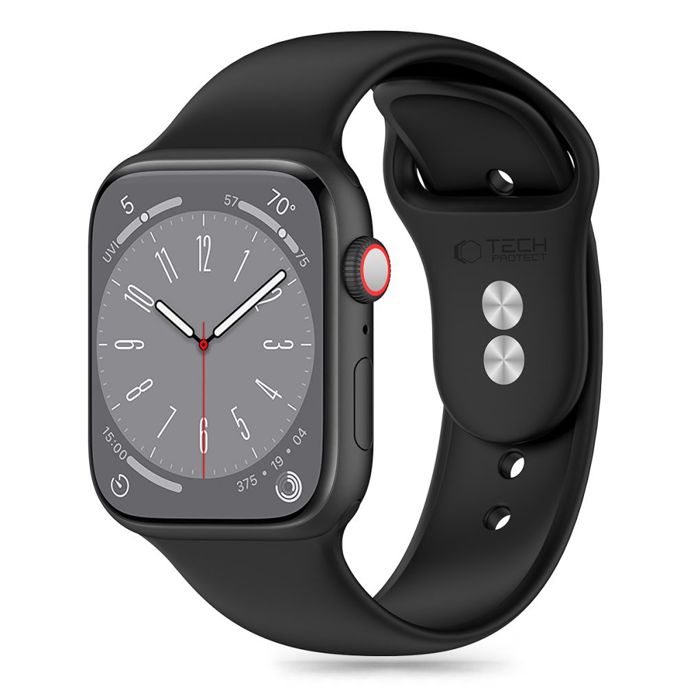Tech-Protect silikonrem til Apple Watch 4 / 5 / 6 / 7 / 8 / 9 / SE (38 / 40 / 41 mm) - Svart