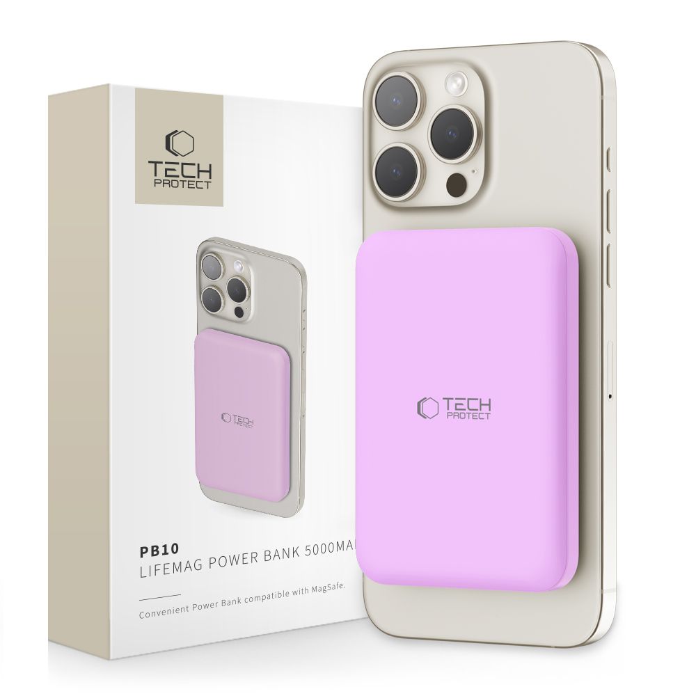 Tech-Protect LifeMag MagSafe PB10 5000 mAh Power Bank - Rosa