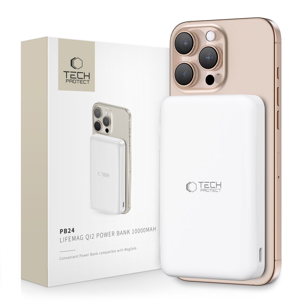 Powerbank Tech-Protect PB24 LifeMag QI2 MagSafe 10000 mAh - hvit