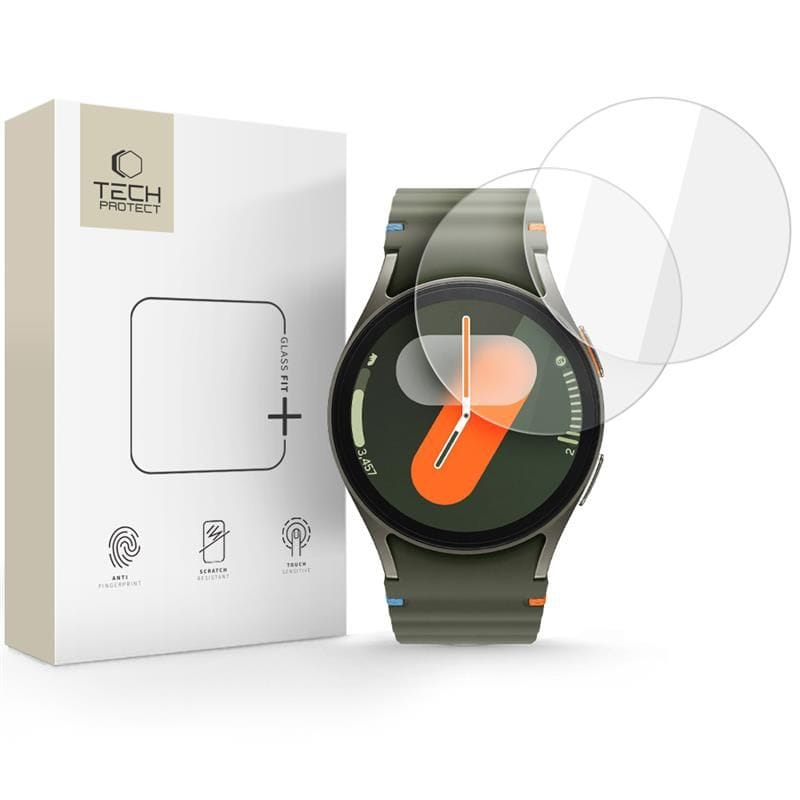 Tech-Protect Glass Fit+ 2-pakning herdet glass for Samsung Galaxy Watch 40-44 mm - gjennomsiktig