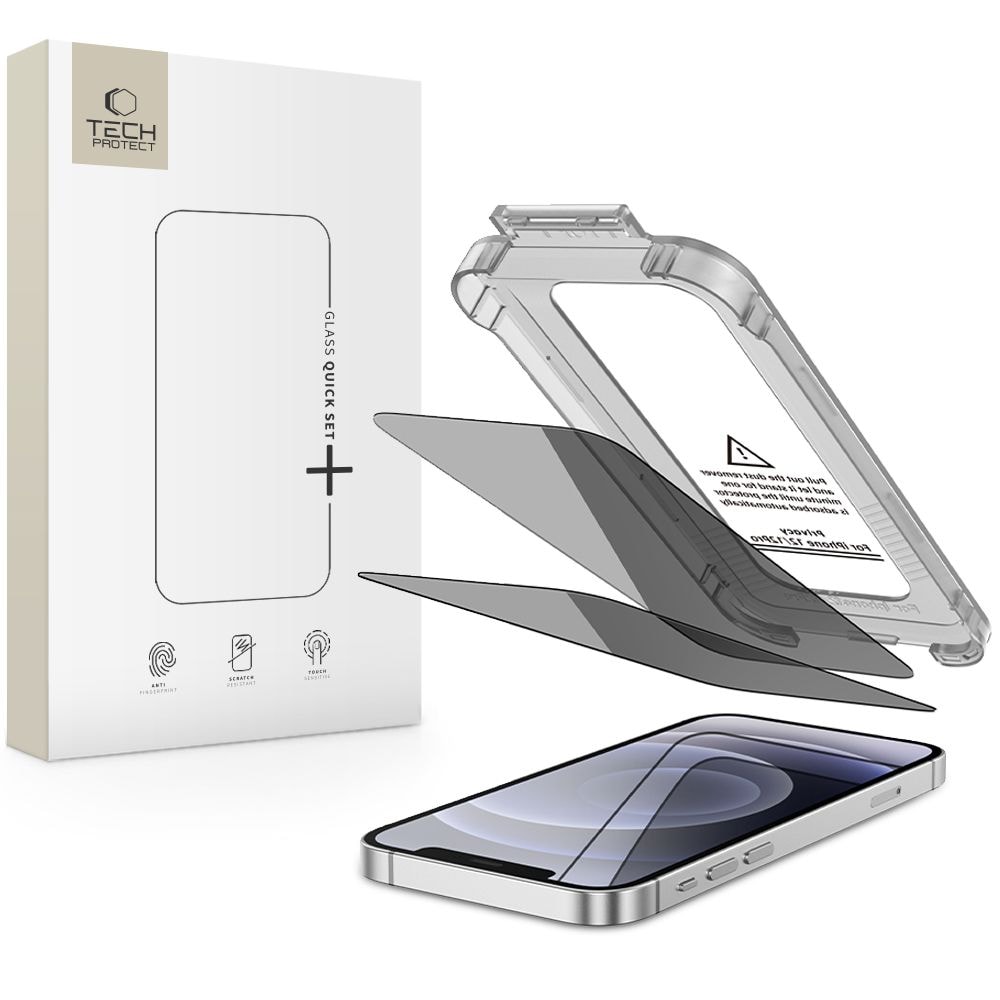 Tech-Protect Quick Set Spy+ Privacy Glass 2-pakning for iPhone 12 / 12 Pro