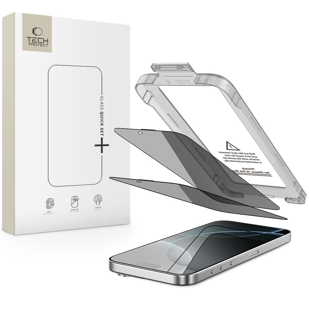Tech-Protect Quick Set Spy+ Privacy Glass 2-pakning for iPhone 16 Pro
