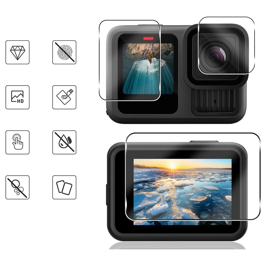 Tech-Protect Glass Fit+ skjermbeskytter 2-pakning / herdet glass / linsebeskytter til GoPro Hero 13