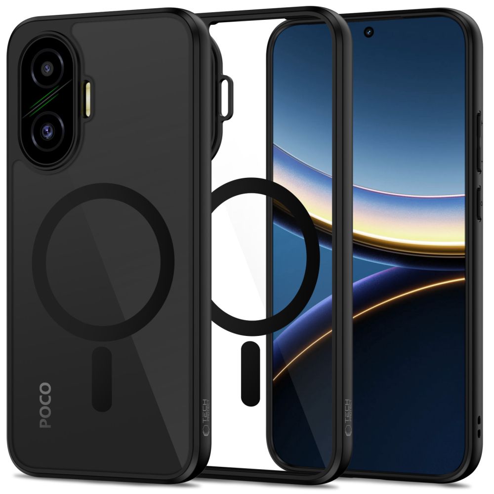 Tech-Protect MagMat MagSafe-etui for Xiaomi Poco F7 5G - svart og gjennomsiktig